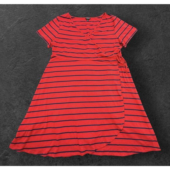 Torrid Womens Red & Blue Striped Wrap Knit Jersey Short Sleeve Plus Size 3XL - Picture 4 of 13